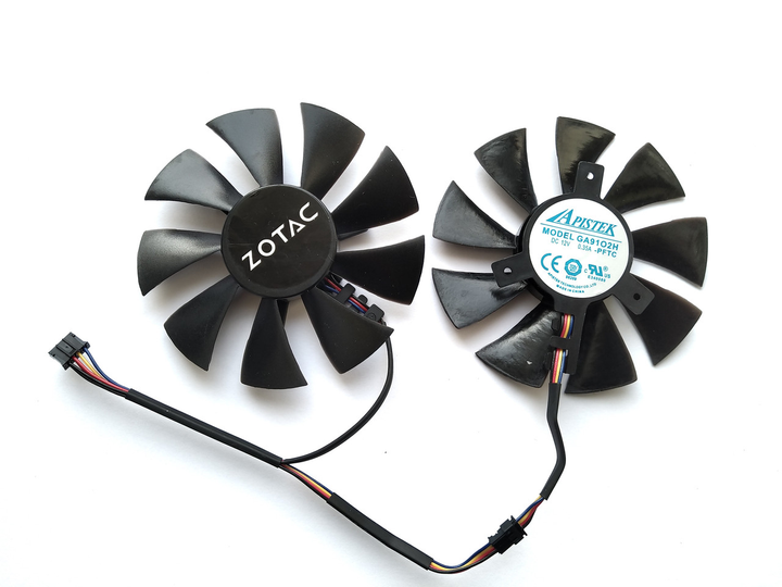 Вентилятор Apistek для видеокарты Zotac GA91O2H (GA91S2H GFY09010E12SPA) комплект 2 шт (№37) - изображение 2