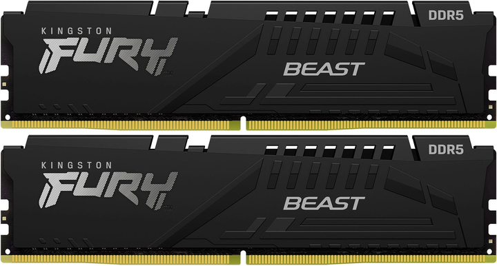 Оперативная память Kingston Fury DDR5-4800 32768MB PC5-38400 (Kit of 2x16384) Beast Black (KF548C38BBK2-32) - изображение 1