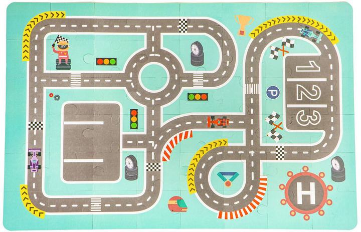 Деревянные кубики Ecotoys с ковриком Разноцветный город 161 шт ...