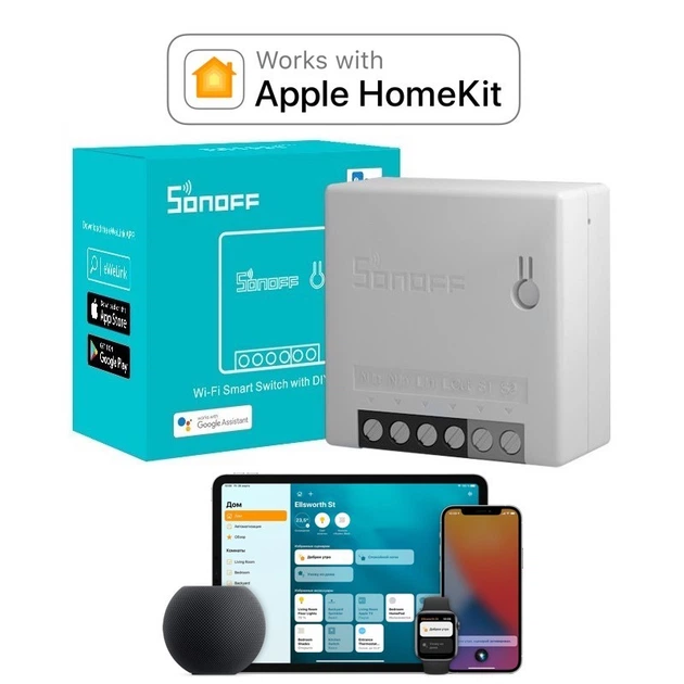WiFi реле Apple HomeKit Sonoff Mini R2 реле для розумного будинку ...