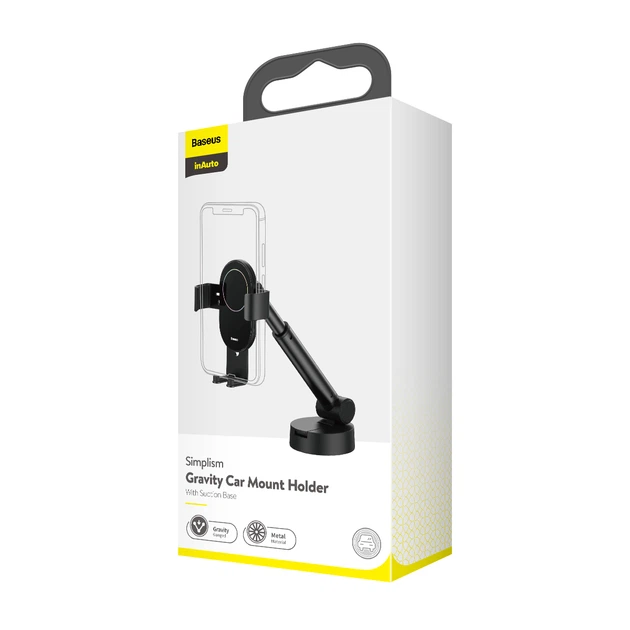 Uchwyt samochodowy Baseus Gravity Simplism z przyssawką Black (SUYL-JY01) (955555910380474) - Outlet - obraz 15