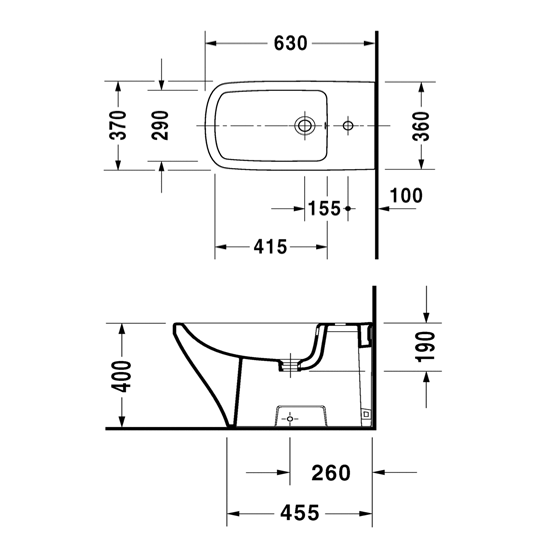 Биде напольное Duravit DuraStyle 63х37 см, цвет белый (удлиненное) (2283100000) - изображение 5