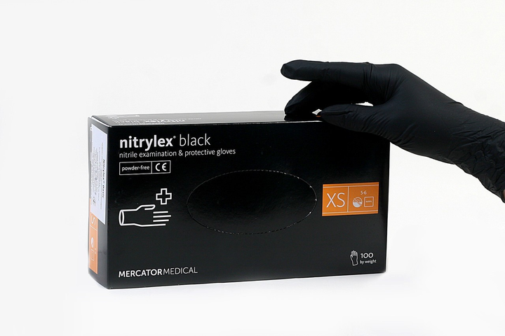 Рукавички Nitrylex® Black, Чорні, XS, 100 шт, 50 пар, для лікарів, для майстрів, для домашнього використання - зображення 1