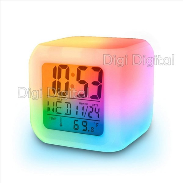 Часы с термометром меняющие цвет Хамелеон LED RGB разноцветный ...