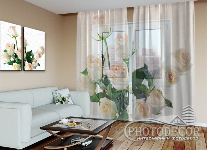 ФотоШтори PHOTODECOR "Букет білих троянд" - зображення 1