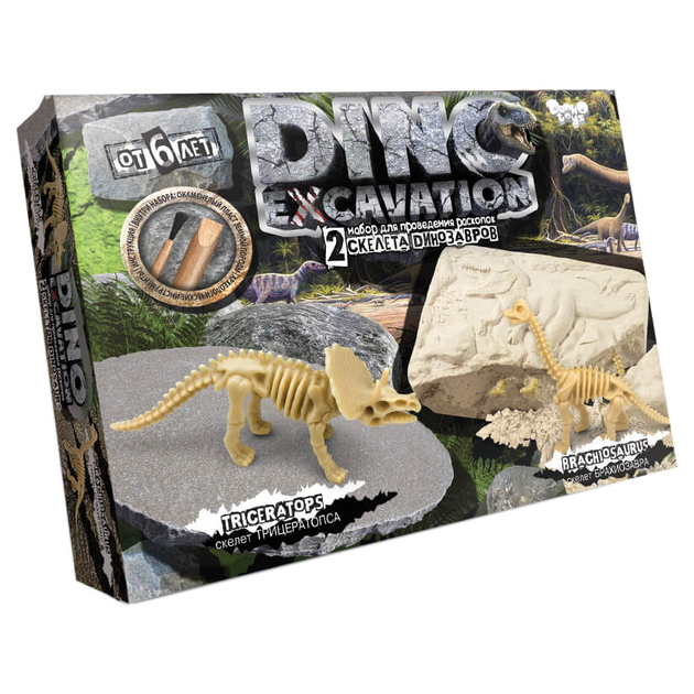 Дитячий набір для проведення розкопок динозаврів DINO EXCAVATION DEX-01 Трицератопс - Фото 1 Дитячий набір для проведення розкопок динозаврів DINO EXCAVATION DEX-01 Трицератопс - зображення 1