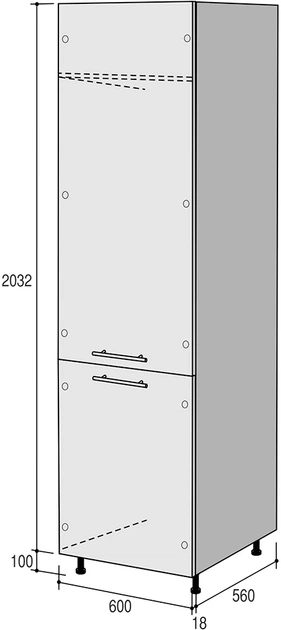 Пенал для холодильника Roko Руна under the order 213.2 х 60 х 56 см Миндаль Глянец (20200034217) - изображение 3
