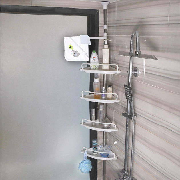 Кутова полиця для ванної Multi Corner Shelf з металу та пластику 2.6 метра 4 полиці регульована по висоті - Фото 3 Кутова полиця для ванної Multi Corner Shelf з металу та пластику 2.6 метра 4 полиці регульована по висоті - зображення 3