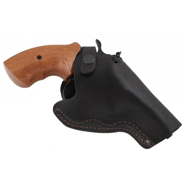 Кобура Револьвер 3 поясная не формованная (кожа, чёрная) - изображение 1