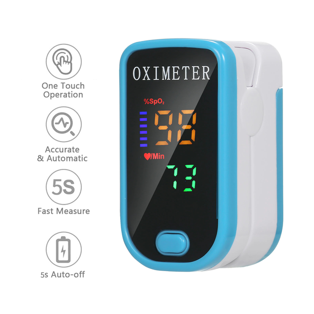 Пульсоксиметр на палец для измерения пульса и сатурации крови Pulse Oximeter MD 2437 с батарейками - изображение 1