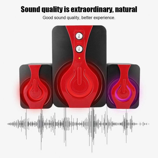 Колонки компьютерные USB FT-2060 RGB 9Вт Черно-красные - изображение 2