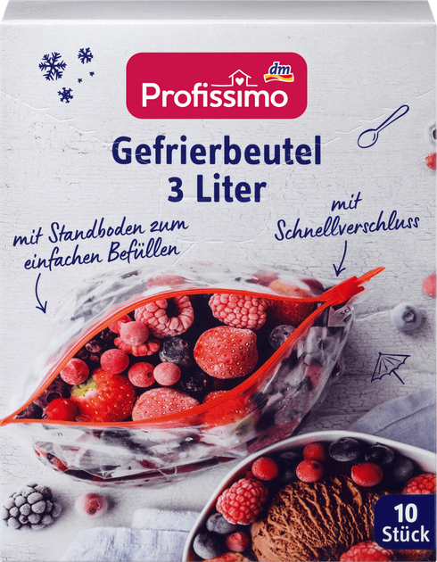 Пакети - zip для заморозки продуктів Profissimo Quick'n Fresh 3 L, 10 шт. - Фото 1 Пакети - zip для заморозки продуктів Profissimo Quick'n Fresh 3 L, 10 шт. - зображення 1