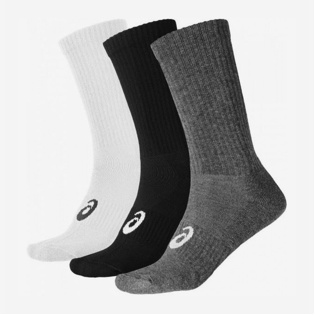 Носки ASICS 3ppk Crew Sock 155204-0701 35-38 3 пары Бело-серые с черным ...
