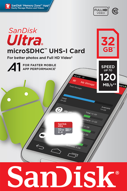 SanDisk Ultra microSDHC 32GB Class 10 UHS-I (SDSQUA4-032G-GN6MN) – низкие  цены, кредит, оплата частями в интернет-магазине ROZETKA | Купить в  Украине: Киеве, Харькове, Днепре, Одессе, Запорожье, Львове