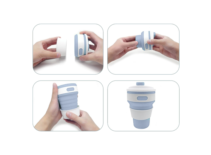 Чашка складная силиконовая Collapsible 5332 350мл Голубо-серая 88-8725739 - изображение 3
