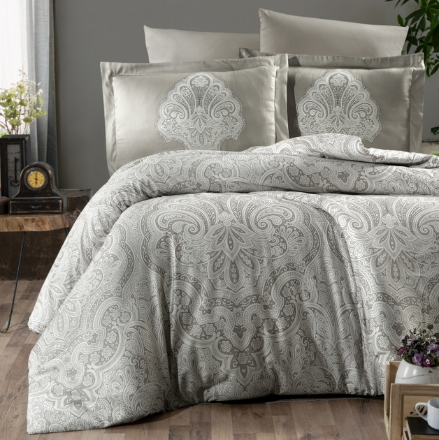 Турецкое постельное белье First Choice Cotton Satin Melina Beige евро ...