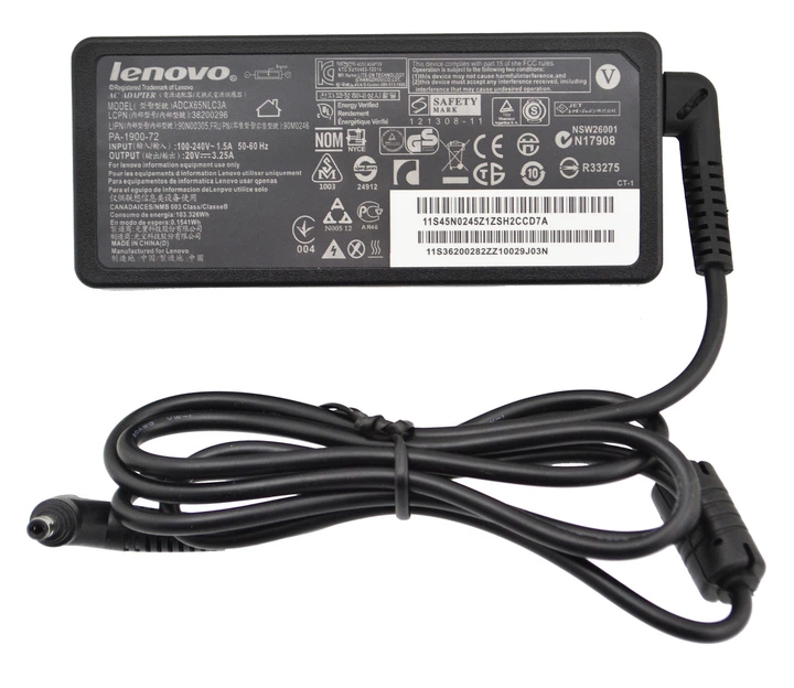 Зарядное устройство для ноутбука LENOVO 20V 2.25A 45W 4.0х1.7 + кабель питания (4526) cетевой адаптер - изображение 2