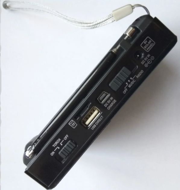 Аккумуляторный портативный радиоприемник FM радио колонка с фонариком и USB выходом Power Bank Черный Golon (RX-2277) - изображение 6