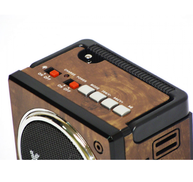 Аккумуляторный радиоприёмник колонка с USB SD фонариком, цифровым FM тюнером Коричневый NNS (NS-904U) - Фото 4 Аккумуляторный радиоприёмник колонка с USB SD фонариком, цифровым FM тюнером Коричневый NNS (NS-904U) - изображение 4