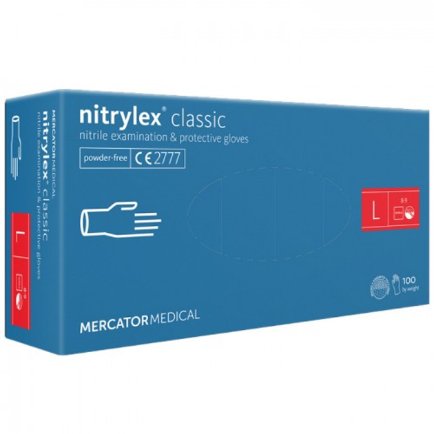 Перчатки нитриловые нестерильные неопудренные Mercator Medical Nitrylex, Размер L - изображение 1