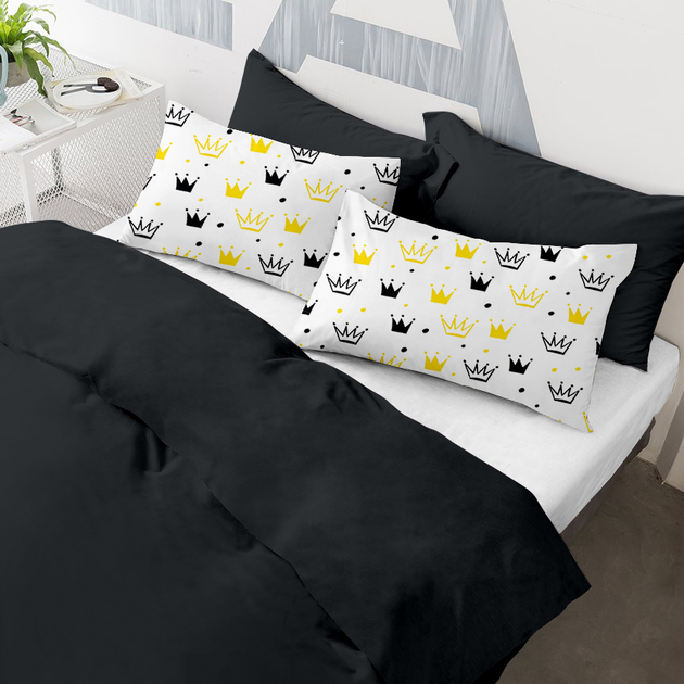 Акція на Наволочки Cosas Set4Pillow Black CrownYellow 50х70 4 шт. від Rozetka