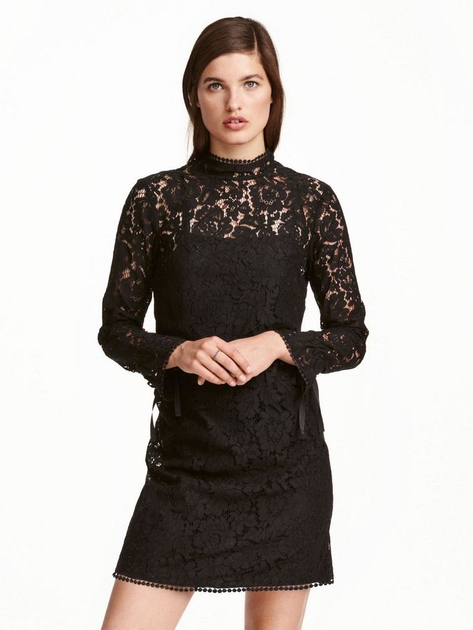 Акція на Сукня коротка осіння жіноча H&M 0432955_ч 36 Чорна від Rozetka