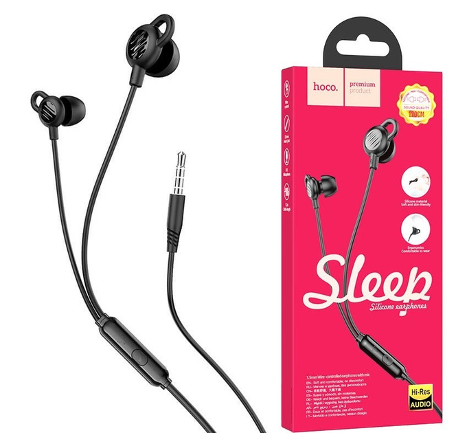 Вакуумные наушники для сна Hoco с микрофоном universal silicone ...