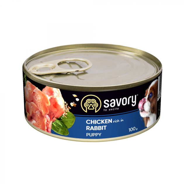 Влажный корм Savory для щенков с кроликом и курицей 100 г (30563 ...