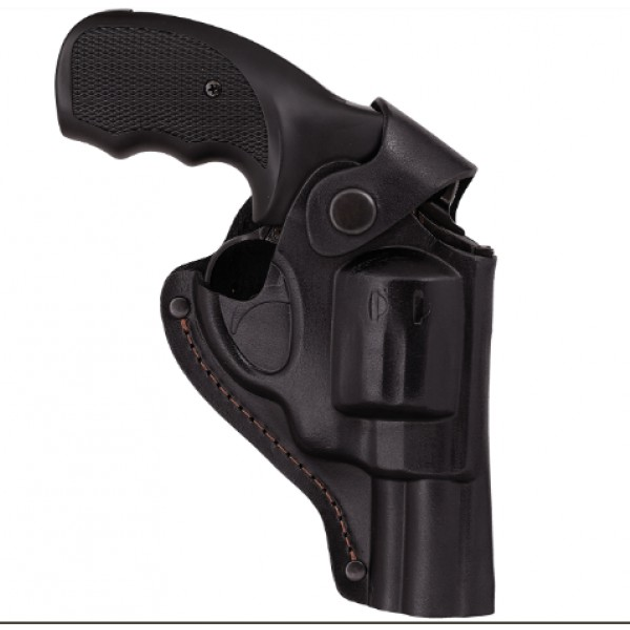 Кобура для Револьвера 3" поясная, на пояс формованная (кожаная, черная) - зображення 2