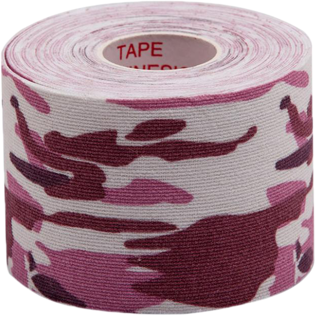Кинезио тейп IVN Kinesio tape в рулоне 5 см х 5 м эластичный пластырь камуфлированный Бордовый (IV-6653KAM-2) - изображение 2