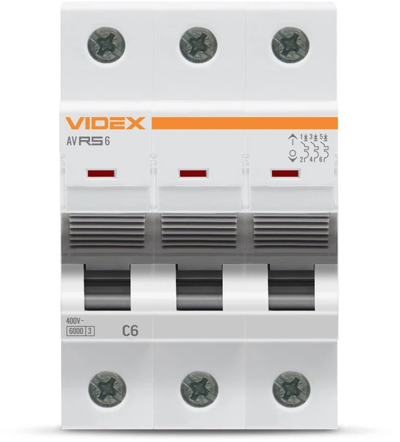Автоматический выключатель VIDEX RS6 Resist 3п 6А 6кА тип С (VF-RS6-AV3C06) - Фото 2 Автоматический выключатель VIDEX RS6 Resist 3п 6А 6кА тип С (VF-RS6-AV3C06) - изображение 2