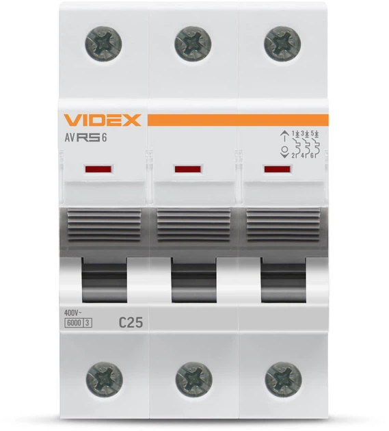 Автоматический выключатель VIDEX RS6 Resist 3п 25А 6кА тип С (VF-RS6-AV3C25) - Фото 2 Автоматический выключатель VIDEX RS6 Resist 3п 25А 6кА тип С (VF-RS6-AV3C25) - изображение 2