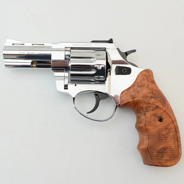 Револьвер флобера STALKER 3" 4 мм Нікель. Коричневий Пластик - зображення 1
