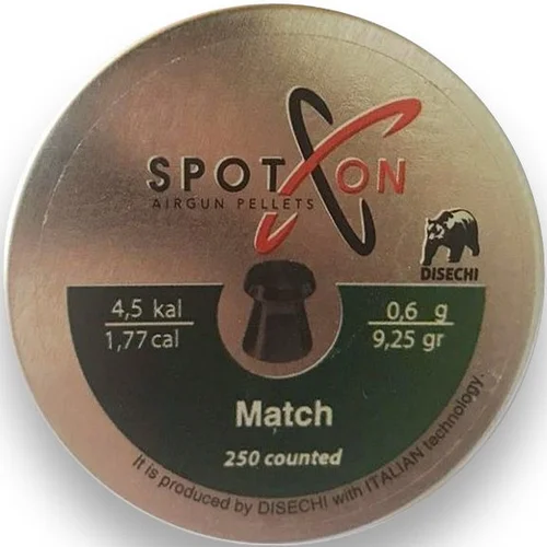 Пули пневматические Spoton Match, 4.5мм., 0.60гр., 250 шт. - Фото 1 Пули пневматические Spoton Match, 4.5мм., 0.60гр., 250 шт. - изображение 1