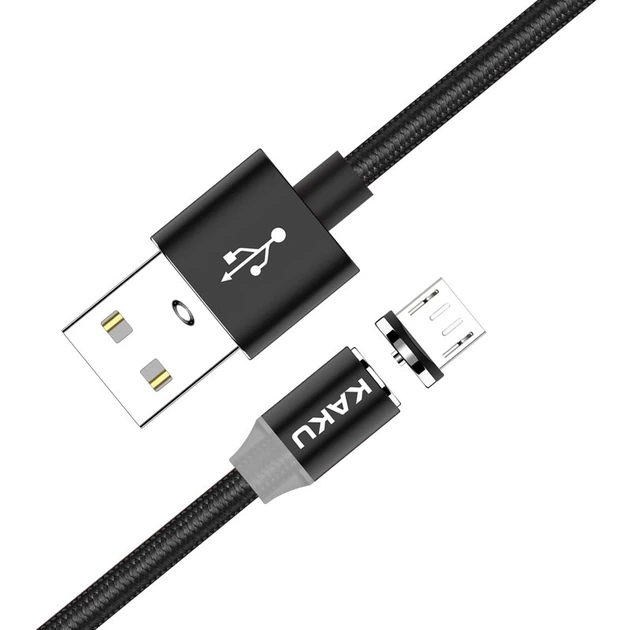 Магнітний кабель Kaku KSC-306 USB - MicroUSB 1m - Black KAKU чорний - зображення 2