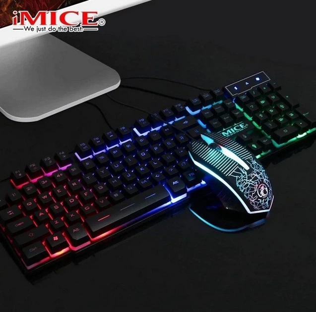 Проводная игровая клавиатура и мышка iMICE KM-680 с подсветкой 1600 DPI, комплект клавиатура и мышь для ПК - изображение 5