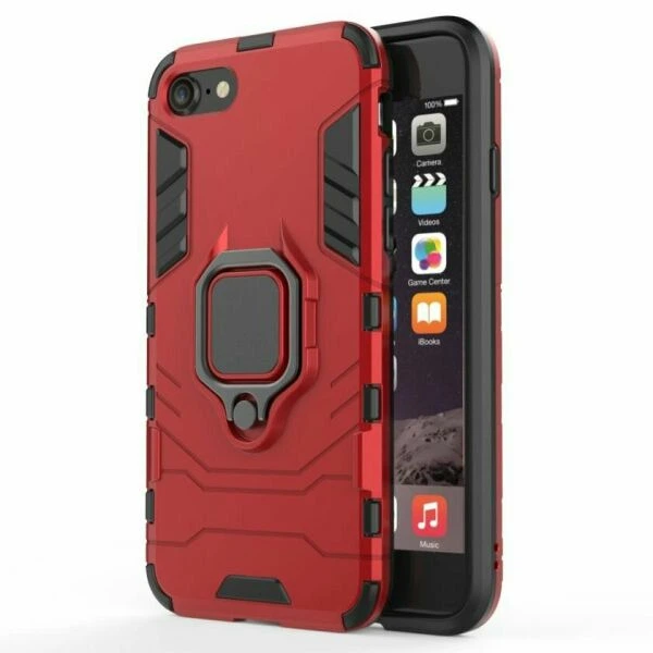 Чехол с подставкой Deexe Hybrid Case для iPhone SE 2 / 3 (2020 / 2022) / iPhone 8 / iPhone 7 - Red - изображение 4