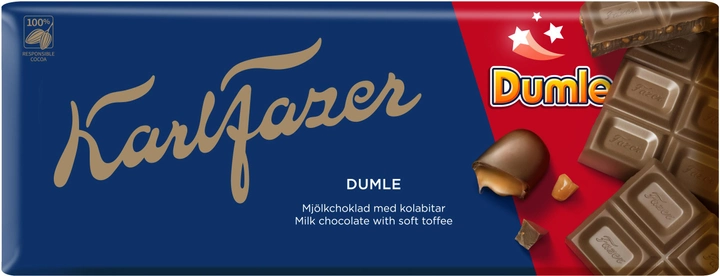 Молочный шоколад Fazer с кусочками мягкой карамели 200 г (6411401015241) - изображение 1