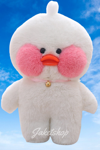 Мягкая игрушка Уточка Lalafanfan duck белая в полосатом свитере 30 см