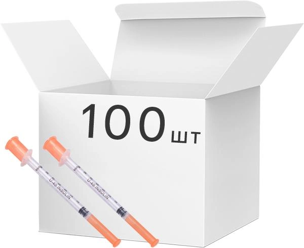 Шприц инъекционный инсулиновый Виола U-40 с иглой 0.33х13 мм 1 мл 100 шт (4820009792227) - изображение 1
