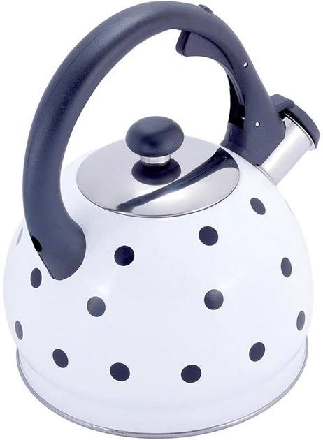 Чайник Kamille Polka Dot Kettle 2л из нержавеющей стали со свистком, в горошек, белый (KM-1070WH) - Фото 3 Чайник Kamille Polka Dot Kettle 2л из нержавеющей стали со свистком, в горошек, белый (KM-1070WH) - изображение 3