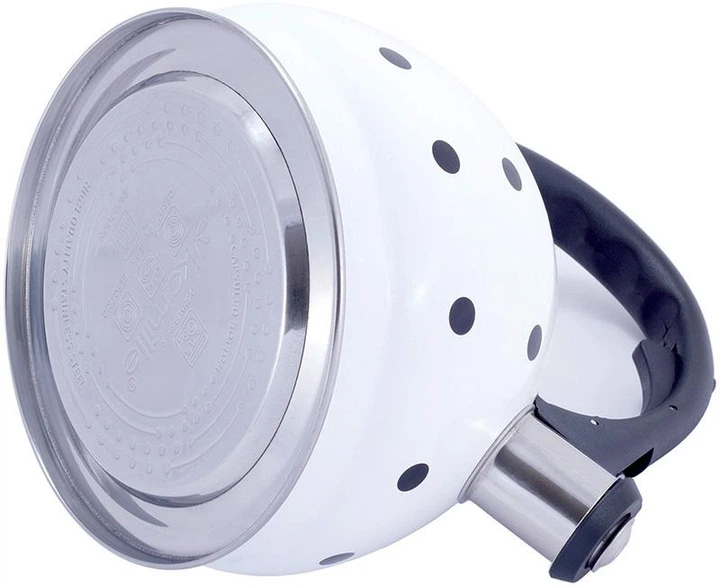 Чайник Kamille Polka Dot Kettle 2л из нержавеющей стали со свистком, в горошек, белый (KM-1070WH) - Фото 4 Чайник Kamille Polka Dot Kettle 2л из нержавеющей стали со свистком, в горошек, белый (KM-1070WH) - изображение 4