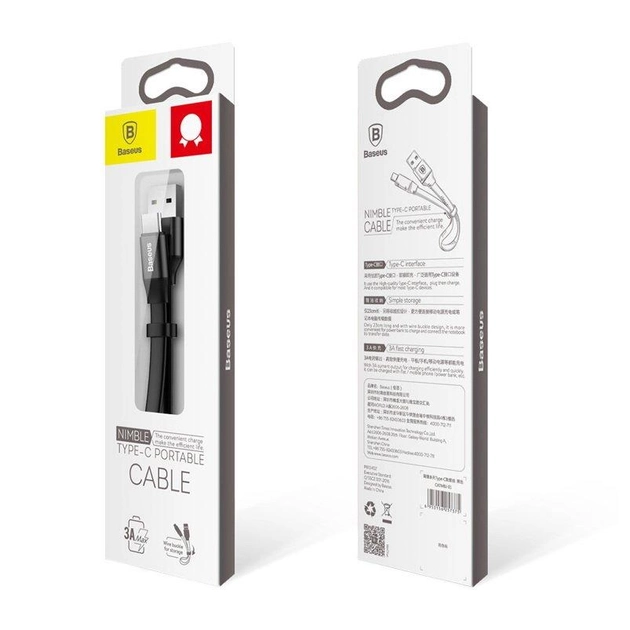 Кабель Baseus Nimble Type-C Portable Cable 23CM Black (CATMBJ-01) - изображение 3