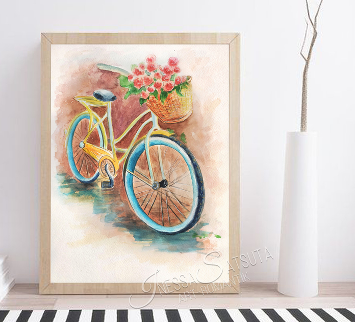 Парижский велосипед — 02ART 50х40 см / Купить картину по номерам Артвентура