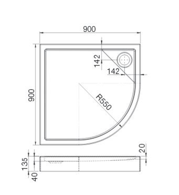 Roca MALAGA Rondo Compact поддон полукруглый 90*90 с интегрированной панелью выс.13,5 см, с сифоном (A276260000) - Фото 3 Roca MALAGA Rondo Compact поддон полукруглый 90*90 с интегрированной панелью выс.13,5 см, с сифоном (A276260000) - изображение 3
