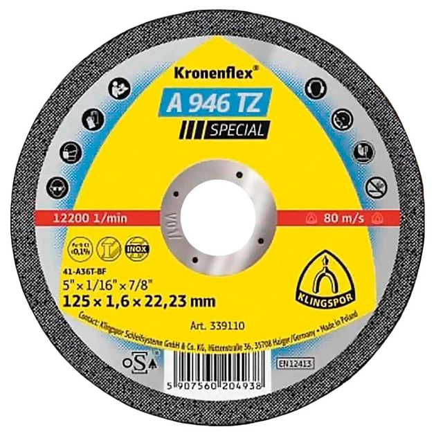 Круг отрезной Klingspor Kronenflex KT SPECIAL A946TZ S 125х1,6х22,23 ...