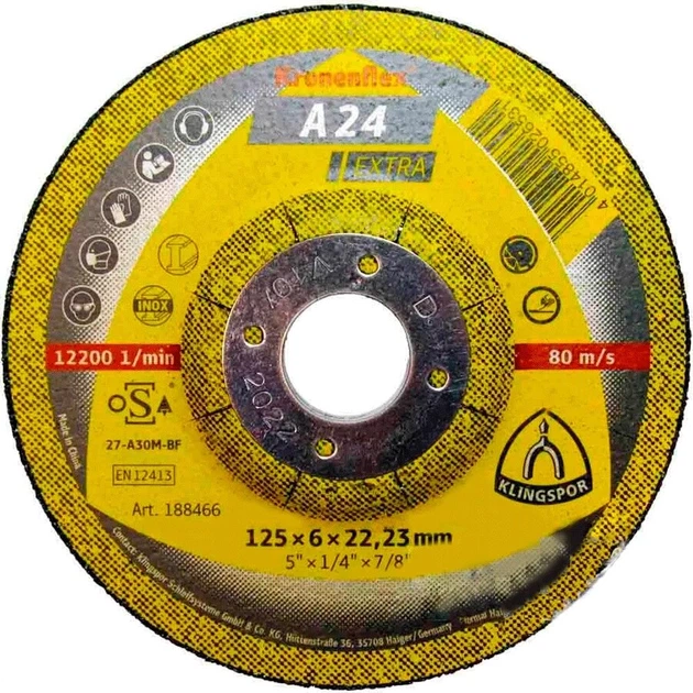 Круг зачистной Klingspor Kronenflex KS EXTRA A24EX S 125х6х22,23 GEK ...