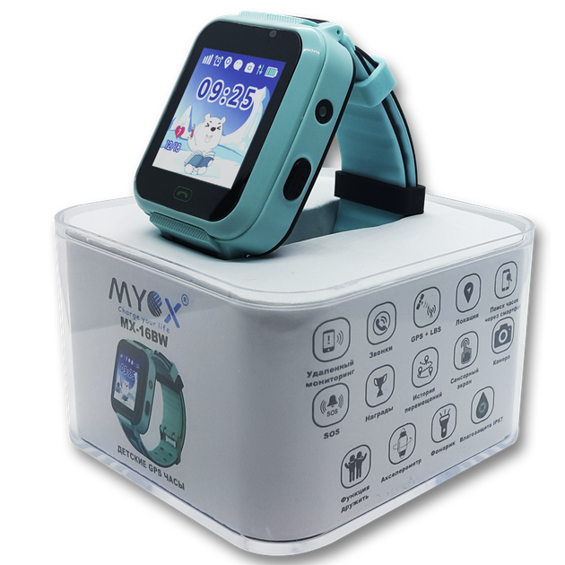 Дитячі водонепроникні GPS годинник MYOX МХ-16BW блакитні (камера+ліхтарик) - зображення 2