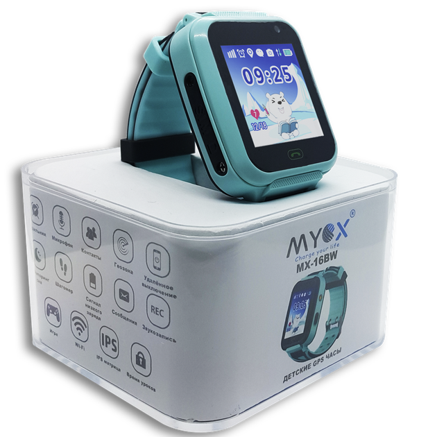 Дитячі водонепроникні GPS годинник MYOX МХ-16BW блакитні (камера+ліхтарик) - зображення 3