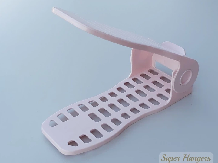 Подвійна підставка Shoe Rack для взуття ніжно рожевого кольору на 4 положення висоти - зображення 3